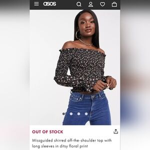 NWOT Missguided ditsy floral shirred long sleeve blouse sz 8